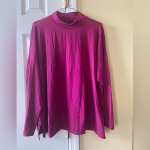 Eileen Fisher mock neck shirt in magenta